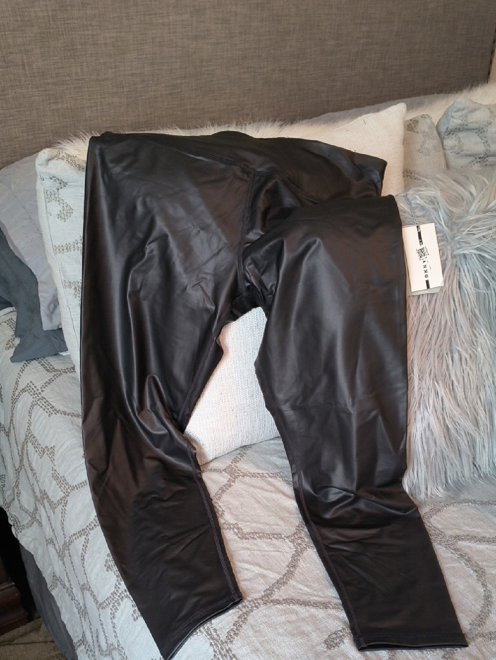 DKNY Black Faux Leather Leggings